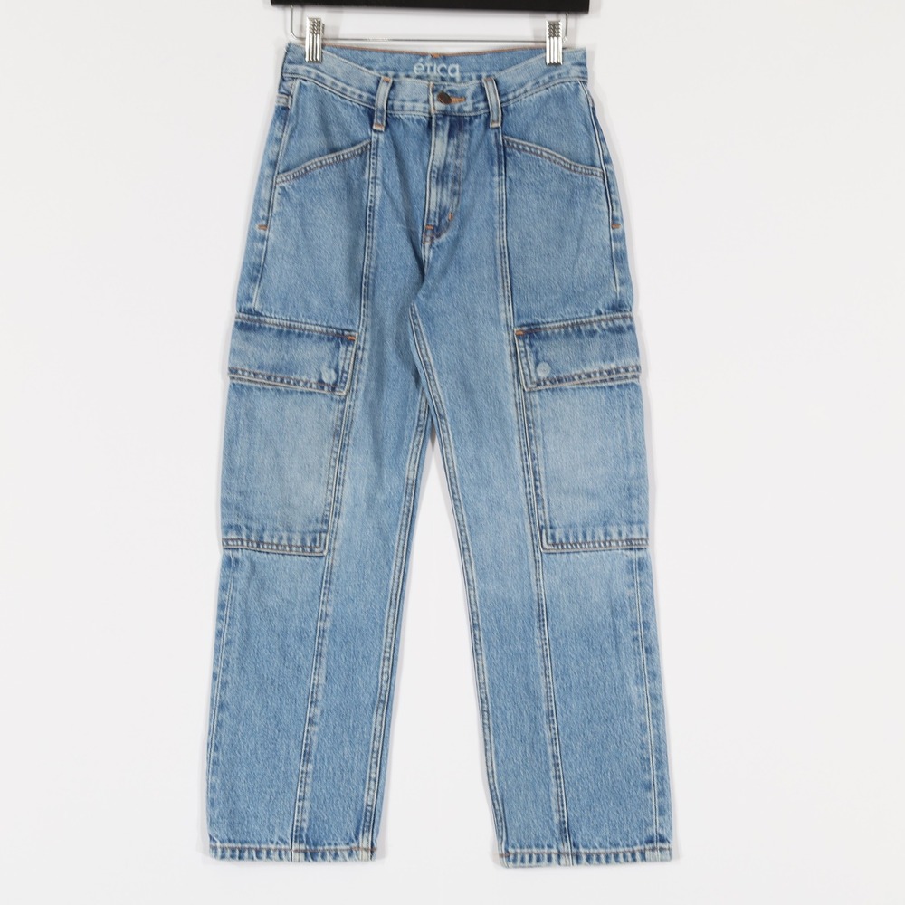 Etica Cargo Jean Women 25 Blue Straight Leg Organic Cotton Sustainable Y2K Style